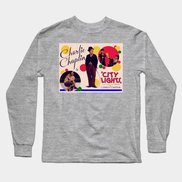 Classic Comedy Lobby Card - City Lights Long Sleeve T-Shirt by Starbase79